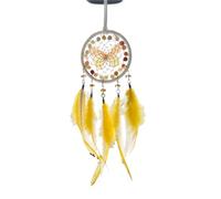Hemasa Campanas de viento tejidas a mano, diseño de mariposa, atrapasueños, adornos colgantes para coche, cumpleaños, festivales, color naranja