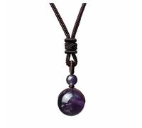 Hemasa Collar de 16 mm de obsidiana negra con piedra de amatista y ojos de tigre para mujeres y hombres, con cordón trenzado ajustable, colgante de cristal natural, One Size, Cristal, Ojo del tigre