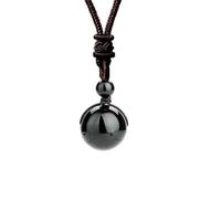 Hemasa Collar de 16 mm de obsidiana negra con piedra de amatista y ojos de tigre para mujeres y hombres, con cordón trenzado ajustable, colgante de cristal natural, One Size, Cristal, Ojo del tigre