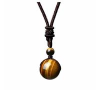 Hemasa Collar de 16 mm de obsidiana negra con piedra de amatista y ojos de tigre para mujeres y hombres, con cordón trenzado ajustable, colgante de cristal natural, One Size, Cristal, Ojo del tigre