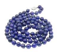 Hemasa Collar de cuentas de piedra natural de lapislázuli de 8 mm de color azul para niñas y mujeres, 45cm, Cristal, Ágata