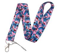 Hemasa Correa de cuello Stitch and Pink Angel para llaves, tarjeta de identidad, llavero, regalo, color 9, 11cm