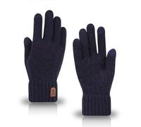 Hemasa Guantes cálidos para hombre/guantes de forro polar de invierno para hombre, Negro, 48