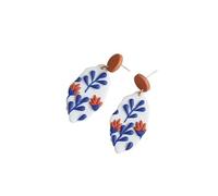 Hemasa Pendientes colgantes de arcilla polimérica con diseño de hoja multiforma, bohemios para mujeres y niñas, Medium, Latón, Ágata