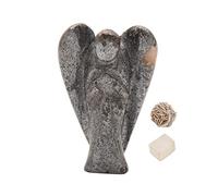 Hematites naturales Reiki tallado espirituales Guardián Ángel de bolsillo Curación | Terapia de cristales | Selenita del desierto de rosas | Cubo de selenita "2 pulgadas aprox. - Blessfull Healing