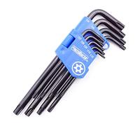 HemBorta® Juego de Llaves Torx con 9 Piezas Seguridad Llaves Torx T10-T50 Estrella Llaves, Larga Torx Llaves Allen con Agujeros en Ambos Extremos T10, T15, T20, T25, T27, T30, T40, T45 y T50