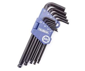 HemBorta® Llaves Allen Largas, Juego de Llaves Allen Hexagonales con Cabezal Esférico, 13 Piezas Llaves Allen Métricas 1.27-10mm
