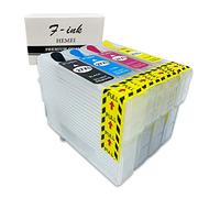Hemei - Cartuchos de tinta recargables para impresoras Epson WF-3620DWF WF-3640DTWF WF-7110DTW WF-7610DWF WF-7620DTWF, 4 unidades, 27XL, vacíos