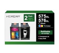 HEMEINY 575XL 576XL - Cartucho de tinta recargable de repuesto para tintas Canon PG-575XL CL-576XL, funciona con impresora PIXMA TS3550i TS3551i TR4750i TR4751i