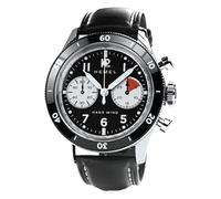 Hemel Airstream - Reloj cronógrafo mecánico de acero y piel, color blanco y negro, zafiro
