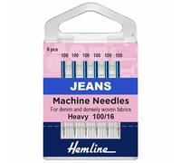 Hemline Agujas para máquina de coser H103.100 Jeans/Denim tejido pesado 100/16 Pack de 5