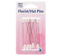 Hemline H711 10 Piezas Largo Florista/Sombrero Perla Alfileres 65mm