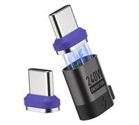 Hemlosk Adaptador Magnético USB C de 240W, USB C Magnético 24 Pines 40Gbps Paquete Recto Tipo C Adaptador con 2 Puntas, USBC con Transferencia de Datos 4K 60Hz para MacBook Pro/Air y Más