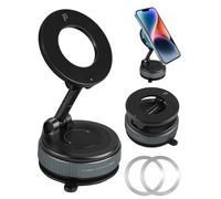 Hemlosk Soporte Magnetico Movil Coche, Ventosa Mejorada, Rotación 360°, Magnetic Phone Holder, Soporte Magnetico Movil Plegable para iPhone 16/15/14/13/12 Series Galaxy S24 Ultra, Negro