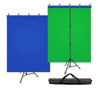 HEMMOTOP - Kit de telón de Fondo de Pantalla Azul y Verde, 2 en 1, Soporte de Pantalla Verde de 6.5 x 5 pies para transmisión, Fondo de Pantalla Verde Azul con Soporte de Fondo Ajustable para