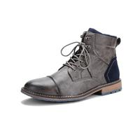 HEMNACU Botas de Cuero Hombres Tipo Chukka Worker Biker Boots Zapatos de Cuero para Moto con Cordones Botines Retro SintéTico con Punta Redonda Tacón Bajo Botas Vaqueras Steampunk con Cordones