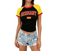 HEMNACU Brasil Portugal France Camiseta Crop Tops Y2K Camisetas Mujer Cuello Redondo Manga Corta Tops de Verano Que Dejan La Barriga Al Descubierto Chicas Tops Vintage