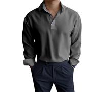 HEMNACU Camisa Básica Lisa de Corte Fino Diaria Todo Combinable con Cuello para Hombres Polos con Mangas RagláN Cómodo para Trabajo y Tiempo Libre Camisa Manga Larga Primavera Ajuste Regular