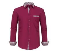 HEMNACU Camisa Casual de Manga Larga para Boda Camisas Elegantes Chaqueta para Cenar Secado Rápido Camisa de Negocios para Hombre Sin Planchar Manga Larga Corte Ajustado Algodón con Elastano