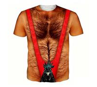 HEMNACU Camisa Hombre Musculoso FEA Camiseta Divertida Holgada Peluca de Vello en el Pecho para Hombres Camisetas de Tirantes de Músculo Camisetas Divertidas