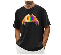 HEMNACU Camiseta Pride con Corazón en Forma de Manos LGBT Formando Un Arcoíris Camisetas Deportivas Gay Ropa Casual Suelto Verano Camisetas de Running Transpirables Gay Pride - Camiseta de Arcoíris