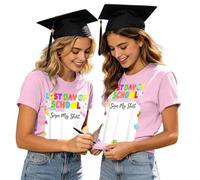 HEMNACU Camisetas Manga Corta Mujer Camisetas de Graduación Escolar Divertidas Bruh Es Mi último Día de Escuela Mi Camiseta en La Que Se Puede Dejar Una Firma