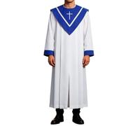 HEMNACU Casulla Vestido Iglesia Misas Ornamento Bata Unisex Mate Estola en V con Bordado de Cruz Juego para Iglesia Bautizo Oficial Confirmación Sotana de Sacerdote