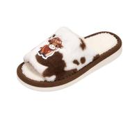 HEMNACU Chanclas de Casa para Mujeres Rana Vaca Cerdo Animal Zapatillas de Lino para el Hogar Pantuflas Divertidas de Dibujos Animados Puntera Abierta Plano para Uso en Interiores Cómodo