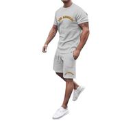 HEMNACU Chándal de Verano para Hombre con Nombre Personalizado Cuello Redondo Manga Corta para Hombres Jóvenes Uso Diario Conjunto Veraniego Informal Masculino Camiseta Manga Corta Traje Elegante
