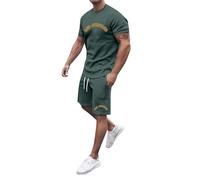 HEMNACU Chándal de Verano para Hombre con Nombre Personalizado Cuello Redondo Manga Corta para Hombres Jóvenes Uso Diario Conjunto Veraniego Informal Masculino Camiseta Manga Corta Traje Elegante