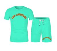 HEMNACU Chándal de Verano para Hombre con Nombre Personalizado Cuello Redondo Manga Corta para Hombres Jóvenes Uso Diario Conjunto Veraniego Informal Masculino Camiseta Manga Corta Traje Elegante