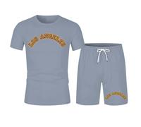 HEMNACU Chándal de Verano para Hombre con Nombre Personalizado Cuello Redondo Manga Corta para Hombres Jóvenes Uso Diario Conjunto Veraniego Informal Masculino Camiseta Manga Corta Traje Elegante
