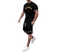 HEMNACU Chándal de Verano para Hombre con Nombre Personalizado Cuello Redondo Manga Corta para Hombres Jóvenes Uso Diario Conjunto Veraniego Informal Masculino Camiseta Manga Corta Traje Elegante