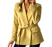 HEMNACU Chaqueta Mujer Curvy Ligera Traje Clásico Blazer Negro Oversize Abierto Adelante Cuello Liso Top Elegante Blazer de Mujer Invernal Oversize para Ceremonia