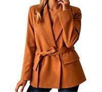 HEMNACU Chaqueta Mujer Curvy Ligera Traje Clásico Blazer Negro Oversize Abierto Adelante Cuello Liso Top Elegante Blazer de Mujer Invernal Oversize para Ceremonia