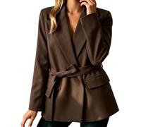 HEMNACU Chaqueta Mujer Curvy Ligera Traje Clásico Blazer Negro Oversize Abierto Adelante Cuello Liso Top Elegante Blazer de Mujer Invernal Oversize para Ceremonia