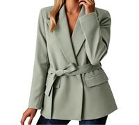 HEMNACU Chaqueta Mujer Curvy Ligera Traje Clásico Blazer Negro Oversize Abierto Adelante Cuello Liso Top Elegante Blazer de Mujer Invernal Oversize para Ceremonia
