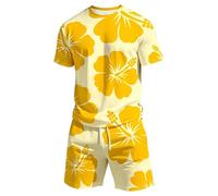 HEMNACU Conjunto de Pijama para Hombres y Mujeres Divertido PatróN de Pato Ropa de Dormir Conjunto Informal de Descanso Camisa y Pantalones Cortos de Fiesta con Flamencos Atuendo de Playa