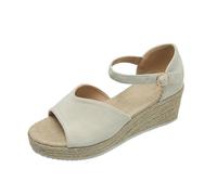 HEMNACU Sandalias Mujer Espadrilles con Plataforma Cuña Sandaletas con Tacón Cerrado Zapatos de Verano Pumps Zapatos con Hebilla Zapatillas de Lino Trenzadas