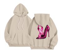 HEMNACU Sudadera con Capucha de Mujer Estampado Mes Concienciación Cáncer Mama Diseño Casual Tela Suave Estilo para Otoño Invierno Uso Diario Apoyo Solidario Corte Cómodo Moderno y Versátil