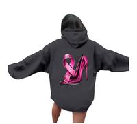 HEMNACU Sudadera con Capucha de Mujer Estampado Mes Concienciación Cáncer Mama Diseño Casual Tela Suave Estilo para Otoño Invierno Uso Diario Apoyo Solidario Corte Cómodo Moderno y Versátil