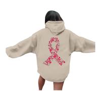 HEMNACU Sudadera con Capucha de Mujer Estampado Mes Concienciación Cáncer Mama Diseño Casual Tela Suave Estilo para Otoño Invierno Uso Diario Apoyo Solidario Corte Cómodo Moderno y Versátil