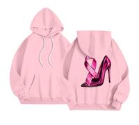 HEMNACU Sudadera con Capucha de Mujer Estampado Mes Concienciación Cáncer Mama Diseño Casual Tela Suave Estilo para Otoño Invierno Uso Diario Apoyo Solidario Corte Cómodo Moderno y Versátil