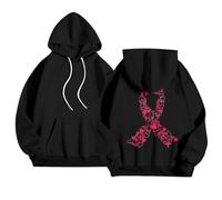 HEMNACU Sudadera con Capucha de Mujer Estampado Mes Concienciación Cáncer Mama Diseño Casual Tela Suave Estilo para Otoño Invierno Uso Diario Apoyo Solidario Corte Cómodo Moderno y Versátil