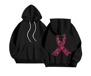 HEMNACU Sudadera con Capucha de Mujer Estampado Mes Concienciación Cáncer Mama Diseño Casual Tela Suave Estilo para Otoño Invierno Uso Diario Apoyo Solidario Corte Cómodo Moderno y Versátil