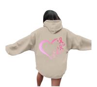 HEMNACU Sudadera de Mujer Estampado Octubre Rosa Apoyo Cáncer Mama Diseño Casual Cuello Redondo Tela Acolchada Cálida para Otoño Invierno Uso Diario Estilo Cómodo Solidario Moderno