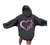 HEMNACU Sudadera de Mujer Estampado Octubre Rosa Apoyo Cáncer Mama Diseño Casual Cuello Redondo Tela Acolchada Cálida para Otoño Invierno Uso Diario Estilo Cómodo Solidario Moderno