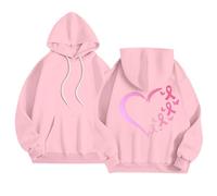 HEMNACU Sudadera de Mujer Estampado Octubre Rosa Apoyo Cáncer Mama Diseño Casual Cuello Redondo Tela Acolchada Cálida para Otoño Invierno Uso Diario Estilo Cómodo Solidario Moderno