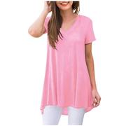 HEMNACU Túnica Mujer Manga Corta de Verano Tallas Grandes con Escote en V Tops para Mujeres Camiseta Blusas Elegantes y Casuales Túnicas Camisetas de Verano Blusas y Túnicas para Damas