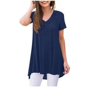 HEMNACU Túnica Mujer Manga Corta de Verano Tallas Grandes con Escote en V Tops para Mujeres Camiseta Blusas Elegantes y Casuales Túnicas Camisetas de Verano Blusas y Túnicas para Damas